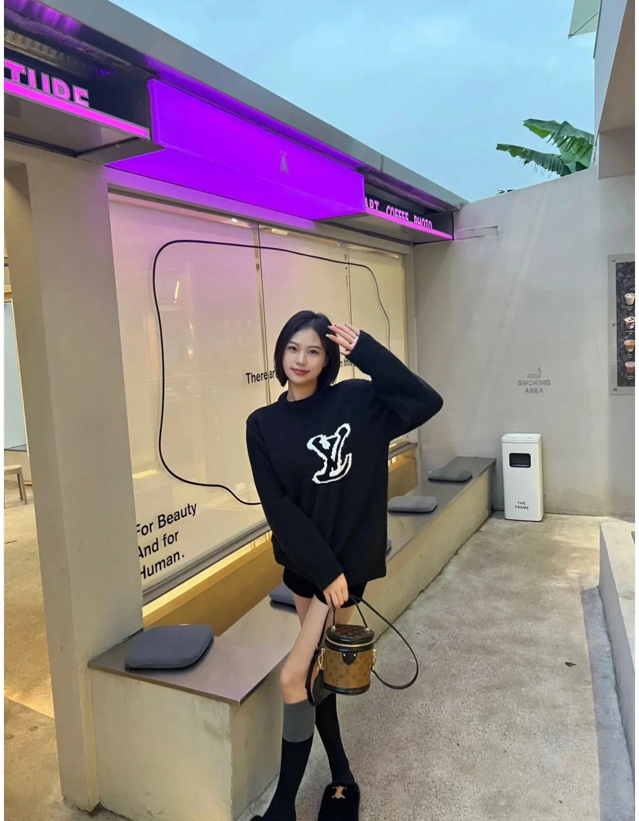 Louis Vuitton front and rear logo jacquard sweater